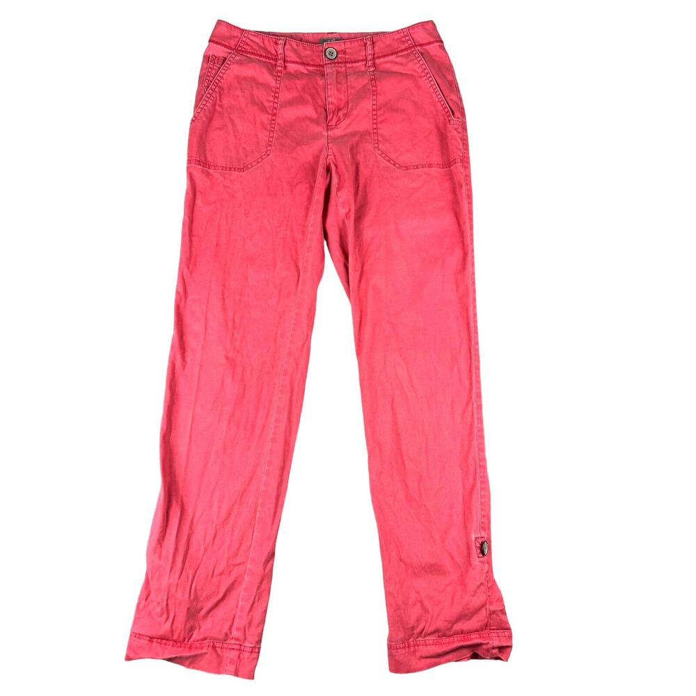 J. Jill Pants Women's 4 Pink Stretch Raw Hem Denim Button Pockets Jeans Cotton